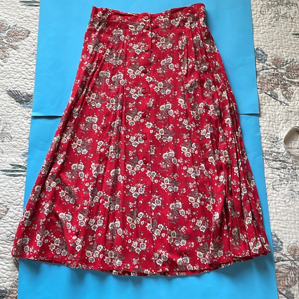 Floral Red Skirt